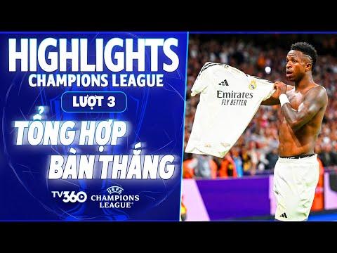 CHAMPIONS LEAGUE | TỔNG HỢP BÀN THẮNG LƯỢT 3 (23/10): VINI HỦY DIỆT DORTMUND, HAKIMI SÚT NHƯ TÊN BẮN